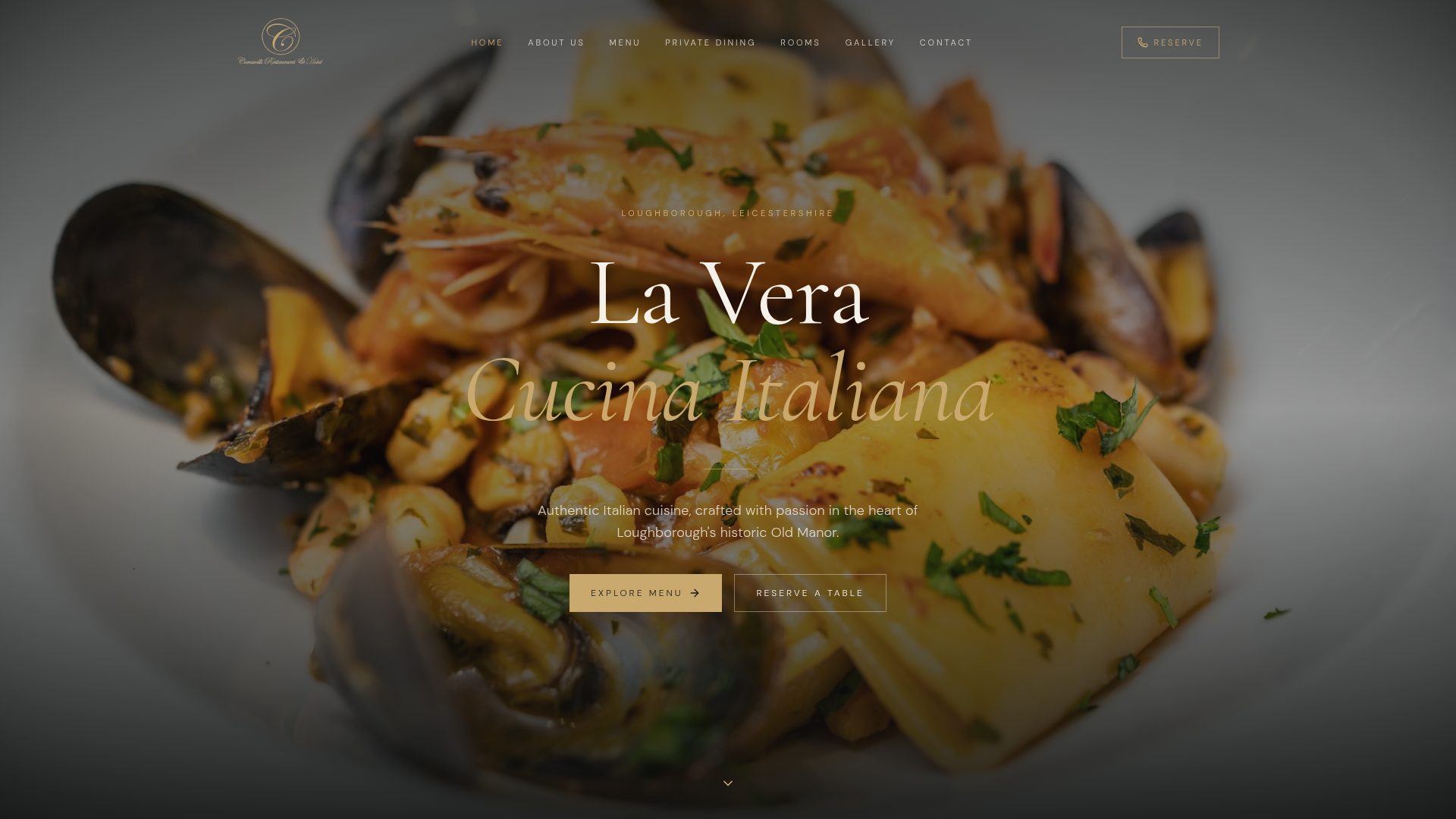 Caravelli, a fine-dining Italian restaurant site generated with Vercio DNA
